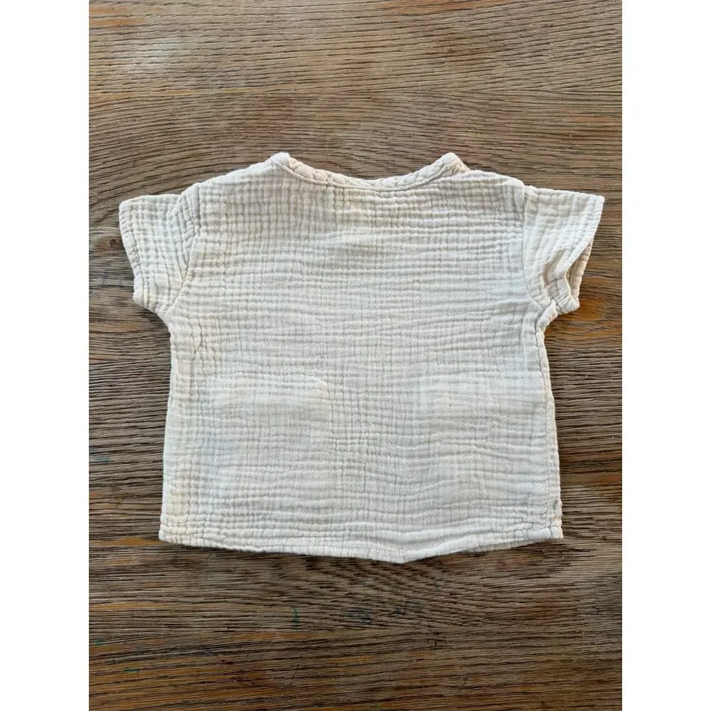 H&M Organic Cotton Gauze Top Pocket Girls Baby 9M
